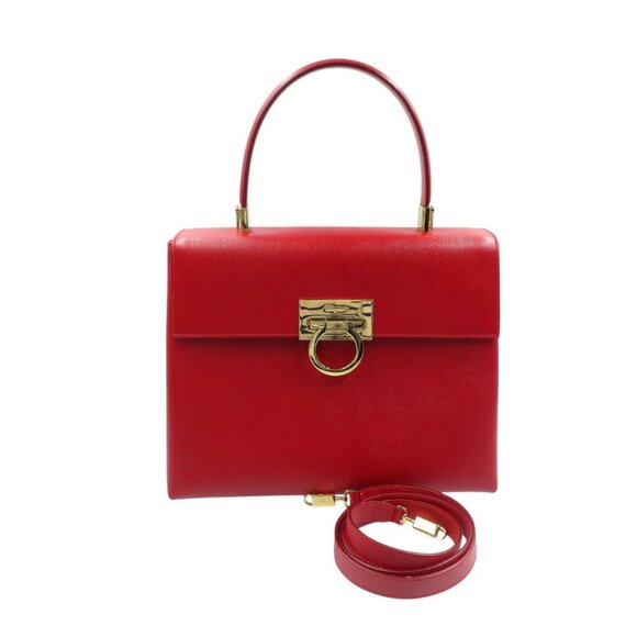 SALVATORE FERRAGAMO Red Leather Shoulder Bag - Picture 4 of 7